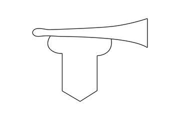 Trumpet icon continuous one line drawing  outline vector illustration
