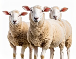 Obraz premium Young sheep isolated on white background looking at camera isolated on white background 