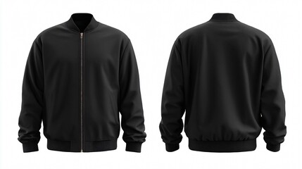 Modern Black Bomber Jacket Front Mockup for Urban Fashion Look