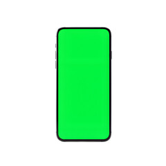 Modern smartphone with green screen, isolated on white or transparent background. PNG, Perfect for app mockups, UX/UI presentations, and digital design showcases.