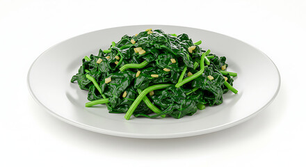 Fototapeta premium Nutritious spinach delight atop a white plate