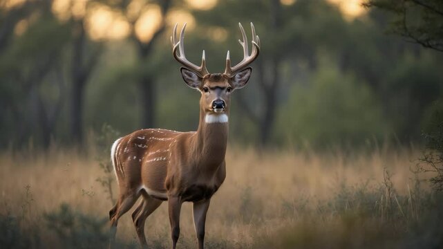 White-tailed Deer Male Buck with Antlers