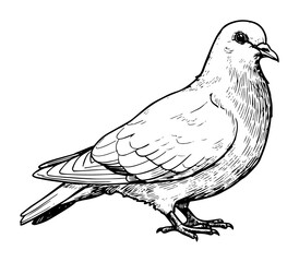 realistic standing dove in profile view
