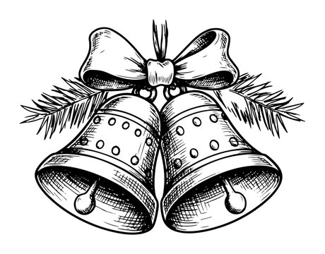 recommend clip art: christmas bells with ribbon and pine twig decoration