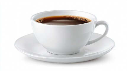 Obraz premium Elegant Classic White Cup of Coffee on Saucer Isolated