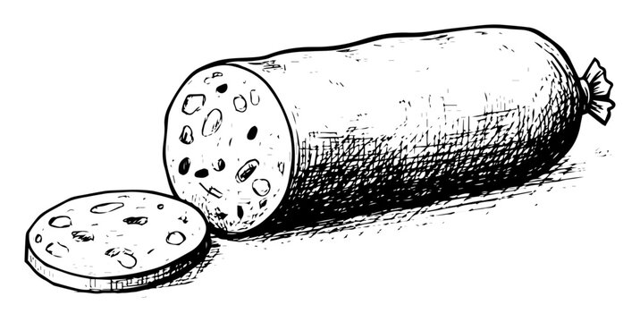 black and white salami slice clip art preview