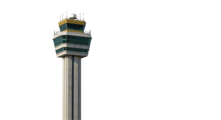 Isolated Airport Control Tower in Daylight