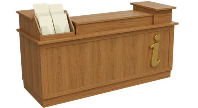 Isolated Wooden Information Desk