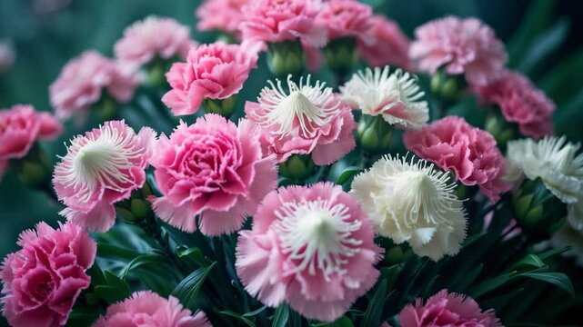 Turkish carnation flowers flourish with a plethora of pink sculpted blossoms showcasing stamens.