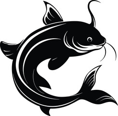 Catfish silhouette, Cat fish silhouette art design