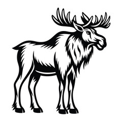 Majestic Moose Detailed Black and White Design of a Large Animal Buck