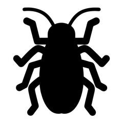 Black silhouette of a bug insect with six legs and antennae