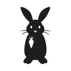 bunny with big ears and a carrot vector silhouette