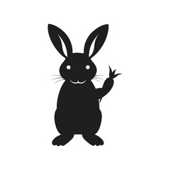 bunny with big ears and a carrot vector silhouette