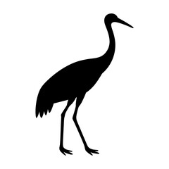 Silhouette of a Sandhill Crane Standing Tall with Elegant Neck Curvature