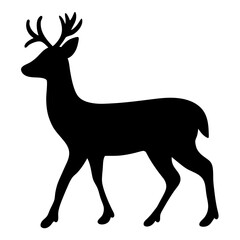 Fototapeta premium Silhouette of a majestic deer with antlers, facing left, on white