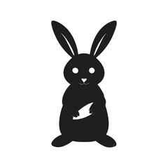bunny with big ears and a carrot vector silhouette