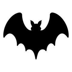 Silhouette of a bat with outstretched wings on a white background