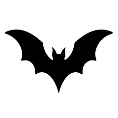Black bat silhouette with outstretched wings, perfect for Halloween decorations