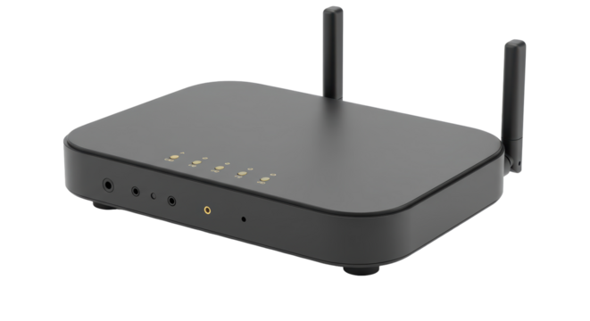 Isolated Black Router with Antennas for Wireless Network