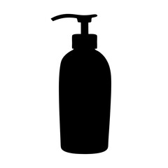 Silhouette of a pump dispenser bottle, typically used for soap or lotion