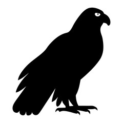 Silhouette of a majestic eagle perched upright, displaying powerful bird features