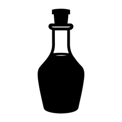 A Vintage Style Apothecary Potion Bottle with Cork, Black Silhouette