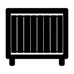 Black and white illustration of a radiator or heater appliance
