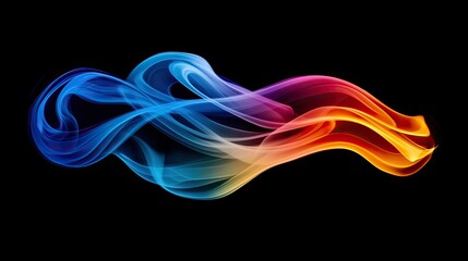 Obraz premium A vibrant abstract composition featuring swirling wisps of smoke in hues of blue and red, set against a deep black background.