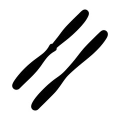 Silhouette of two butter knives positioned diagonally on a plain white background