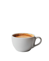 Fototapeta premium A steaming cup of coffee in a minimalist white mug, ready to energize your day with rich flavor and aroma.