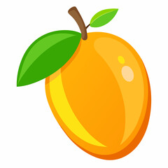 Single Fresh Ripe Orange Fruit with Green Leaves