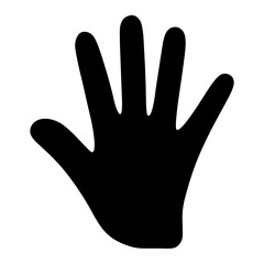 Obraz premium Black silhouette of a hand with five fingers against a white background