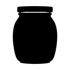 Black silhouette of a jar with a lid on a white background