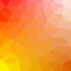 Abstract vector background composed of different sized triangles in red, orange, yellow and white. 