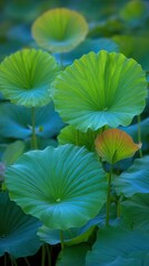 Verdant Lotus Leaves Serenity on a Tranquil Pond