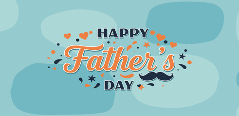 Fototapeta premium Happy Father's Day typography vector with handwritten calligraphy, mustache and hearts – Elegant lettering design isolated on transparent background