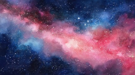 Fototapeta premium Dreamy Watercolor Galaxy Cosmic Nebula Art Print
