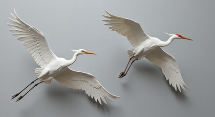 Fototapeta premium Two White Bird Statues in Flight