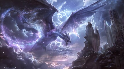 Celestial and Mythic Dragons in Divine Skies
