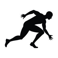 Silhouette of a man running, symbolizing speed, fitness, determination, motion, and an active lifestyle.