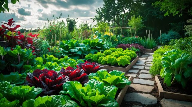 Homegrown organic vegetables in a bed.