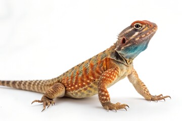 Obraz premium Studio Portrait of a Man Holding an Iguana on His Shoulder