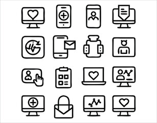 Digital Health Glyph Icons