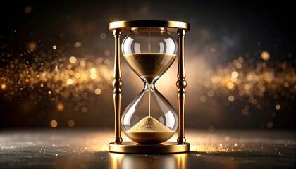 hourglass on black background