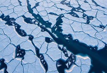 Abstract glacial ice patterns, Hofn, Iceland serene landscape, aerial view, texture, glacial