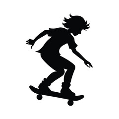 Teenager Skateboarding Silhouette vector symbol isolated on white background