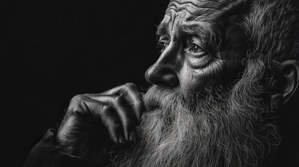 Dramatic Black and White Portrait of an Elderly Man