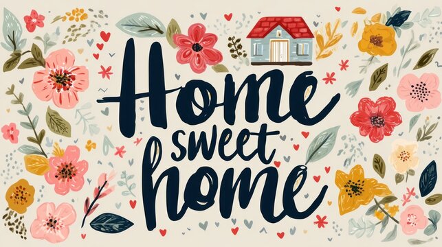 Floral home sweet home graphic design - Powered by Adobe