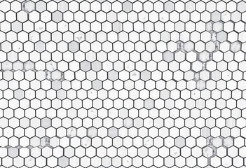 Abstract seamless geometric hexagon mosaic texture  Bright, grey, white concrete tile wall background, surface, abstract